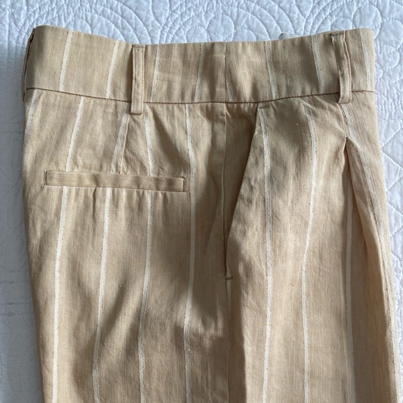 Sezane Rodriguo Linen Trouser Pleated Wide Leg Pants Tan Cream EU 34 US 4 - Picture 5 of 17